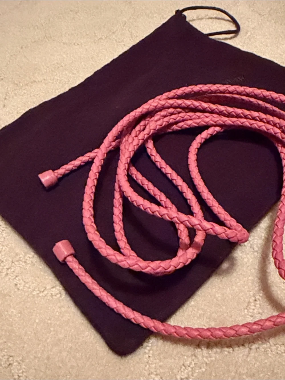 Bottega Veneta Coral Pink Intrecciato Braided Leather Crossbody Strap